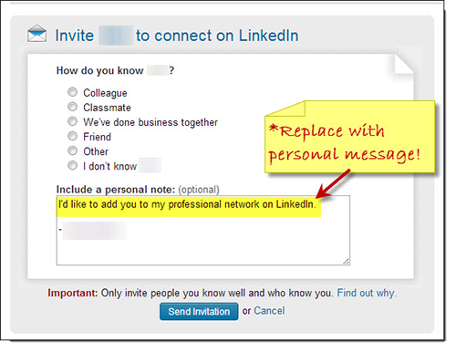 Customize LinkedIn Invitation